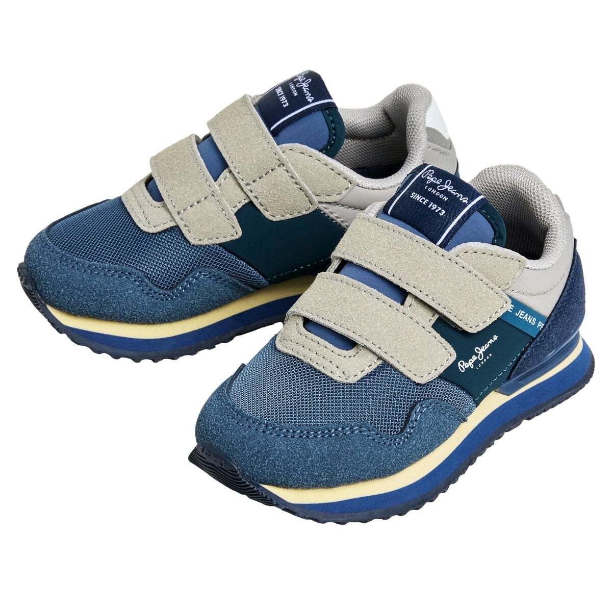 Baskets Running Avec Fermeture Velcro bleu acier, PEPE JEANS