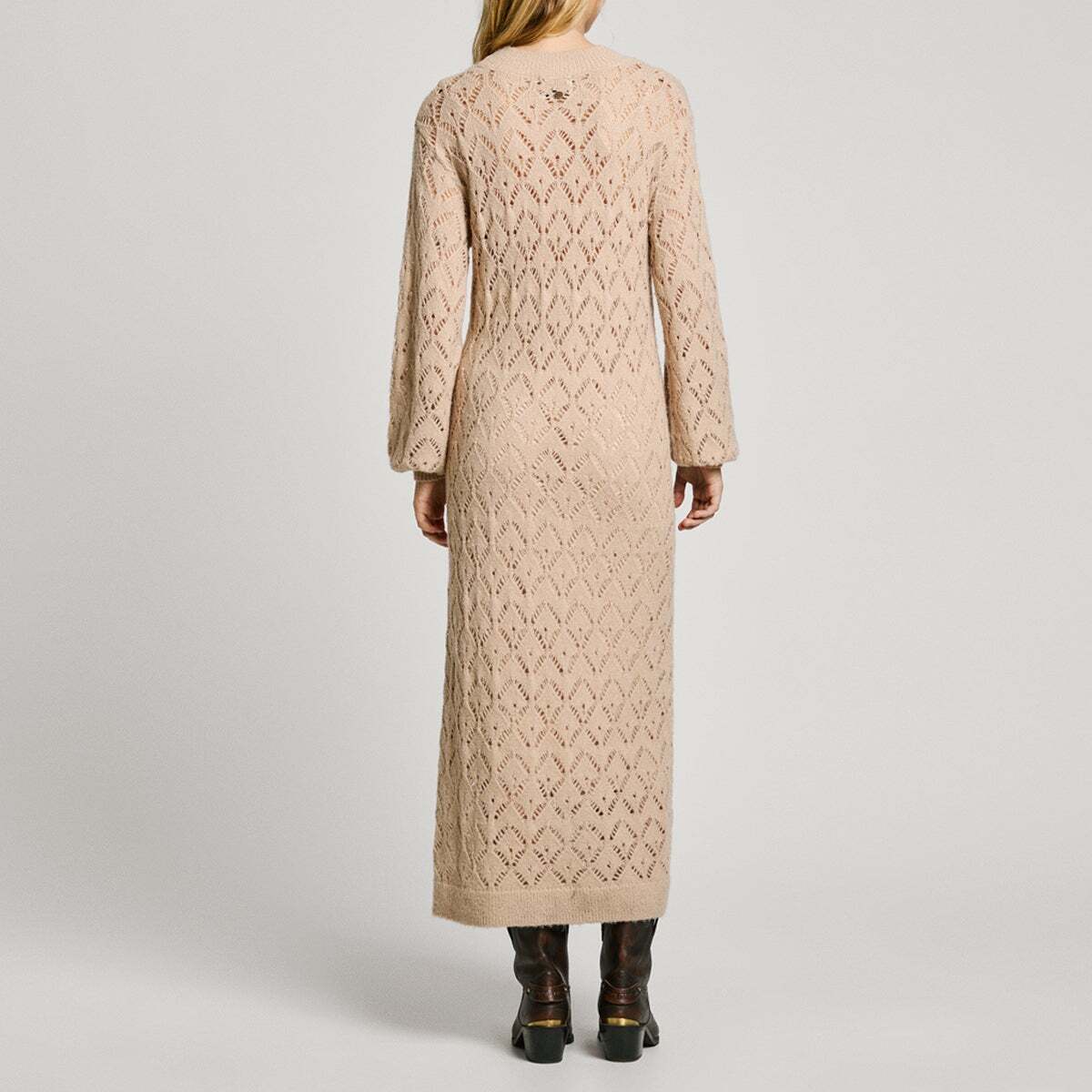 Robe Midi Ajourée beige clair, PEPE JEANS