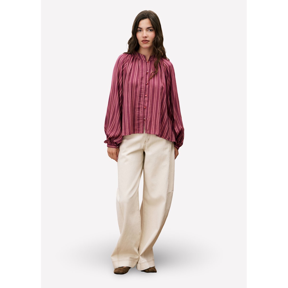 Chemise en coton COMBAVA rose fuchsia, FRNCH