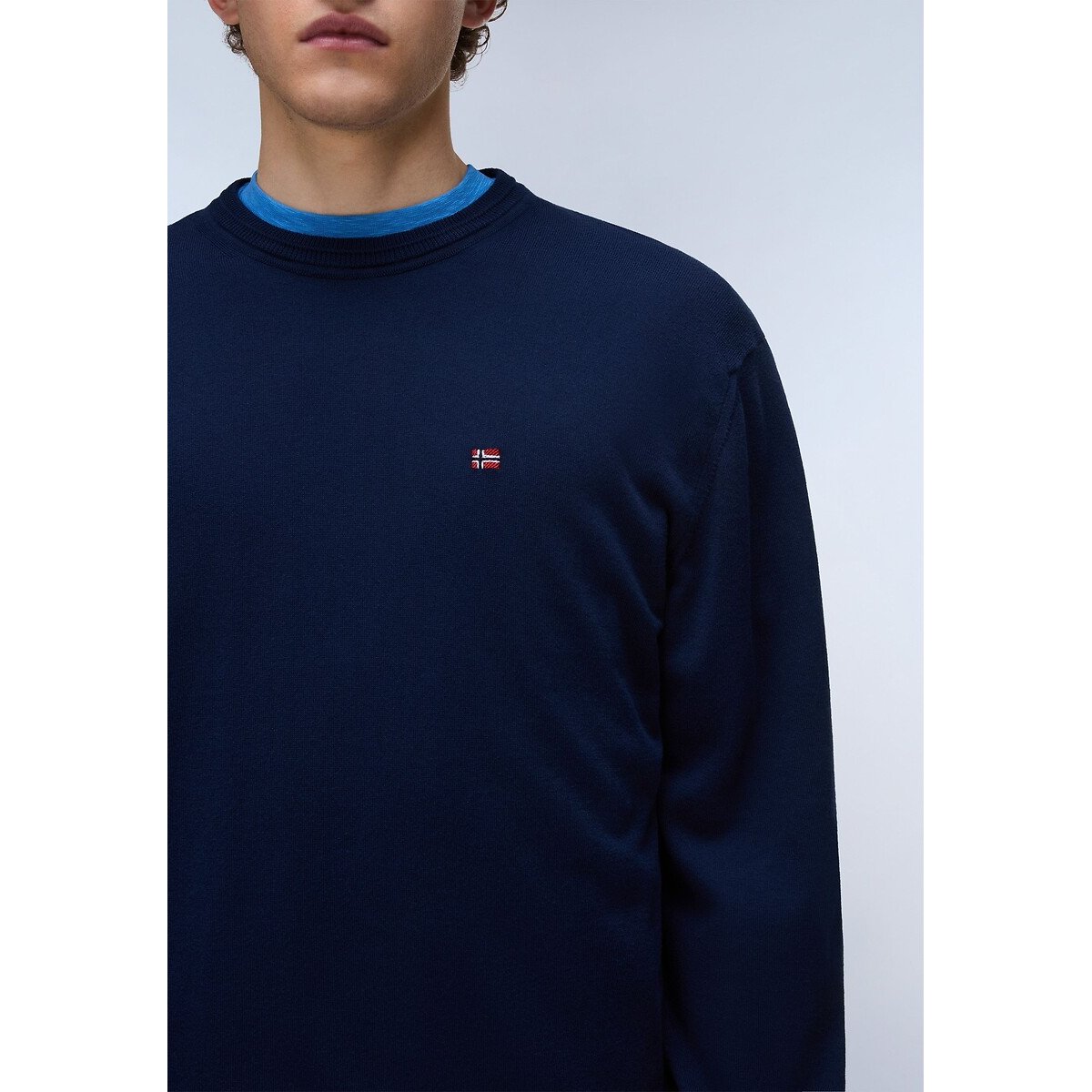Pull col rond, petit logo, Decatur bleu marine, NAPAPIJRI