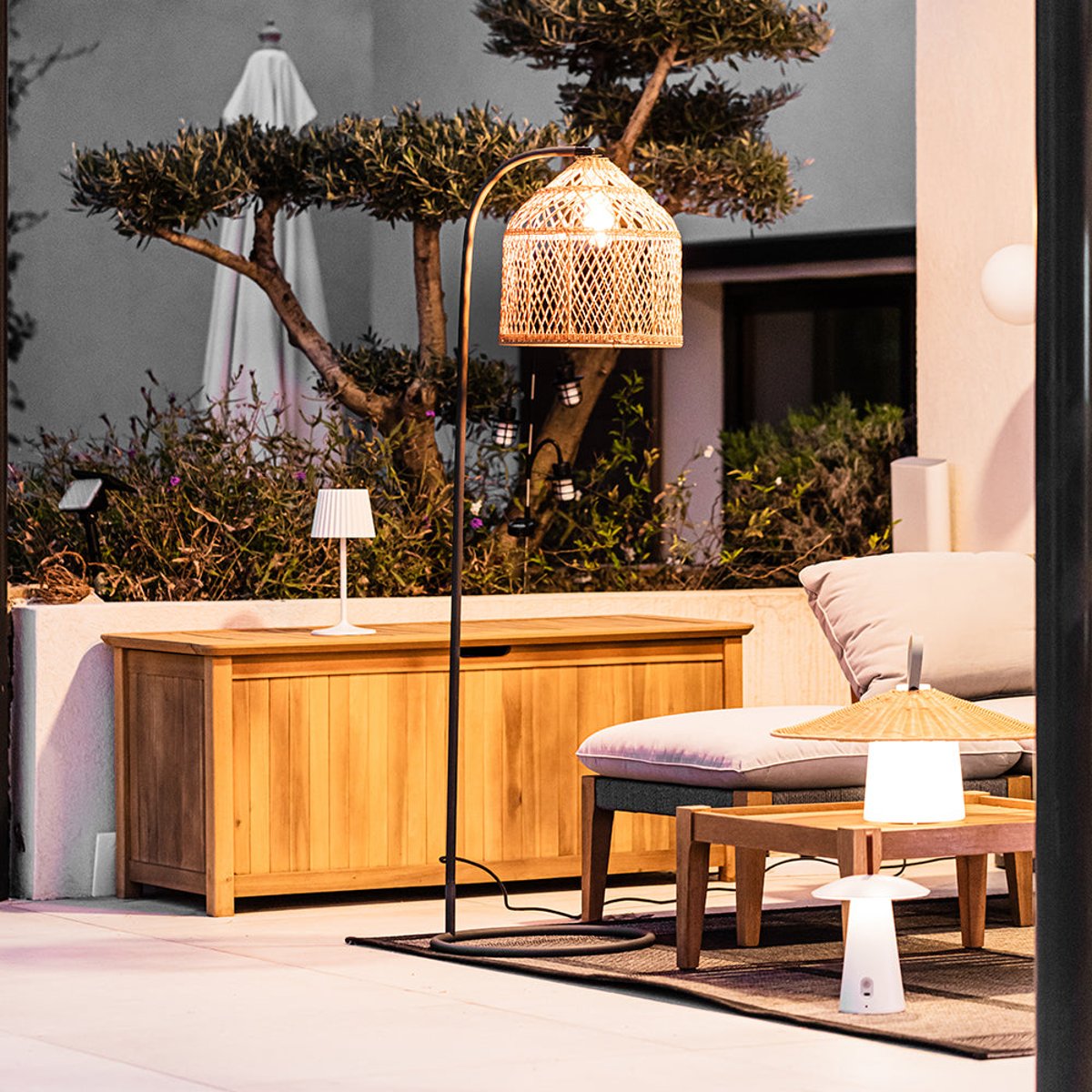 Lampadaire secteur SELMA beige, LUMISKY