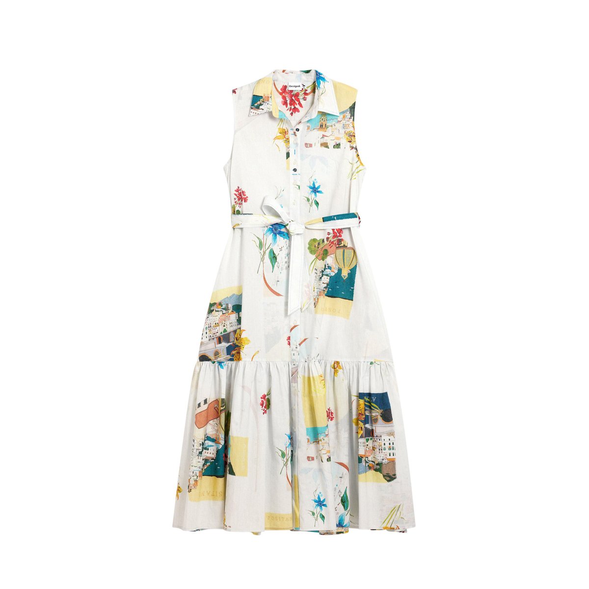Robe chemise cartes postales bleu, DESIGUAL