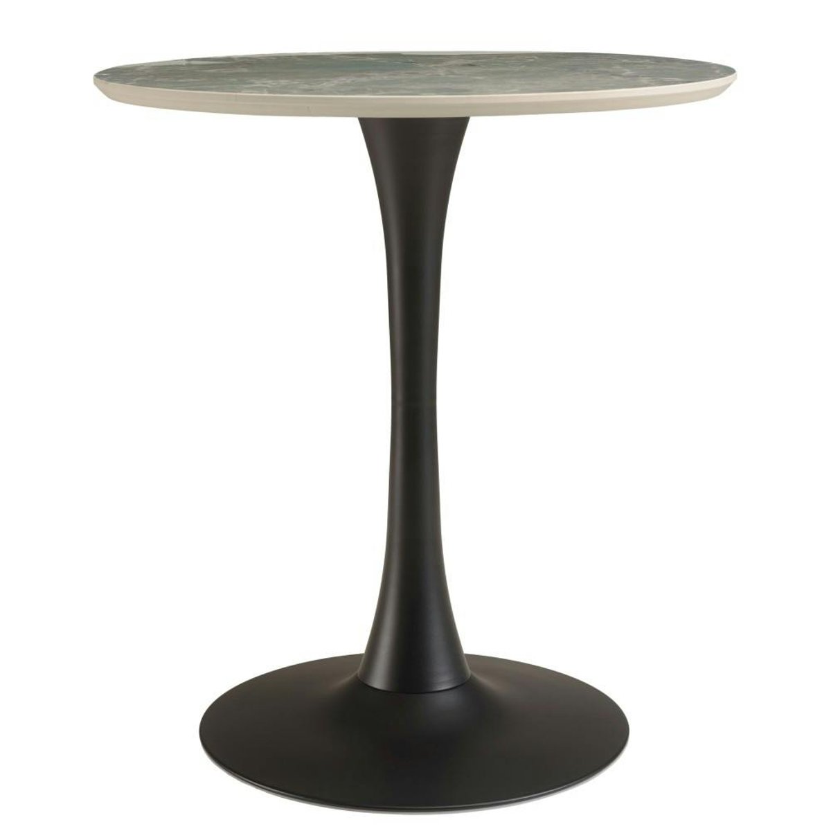 Table bistrot D70cm en céramique marbré vert pied tulipe BELLUNE vert, PIER IMPORT