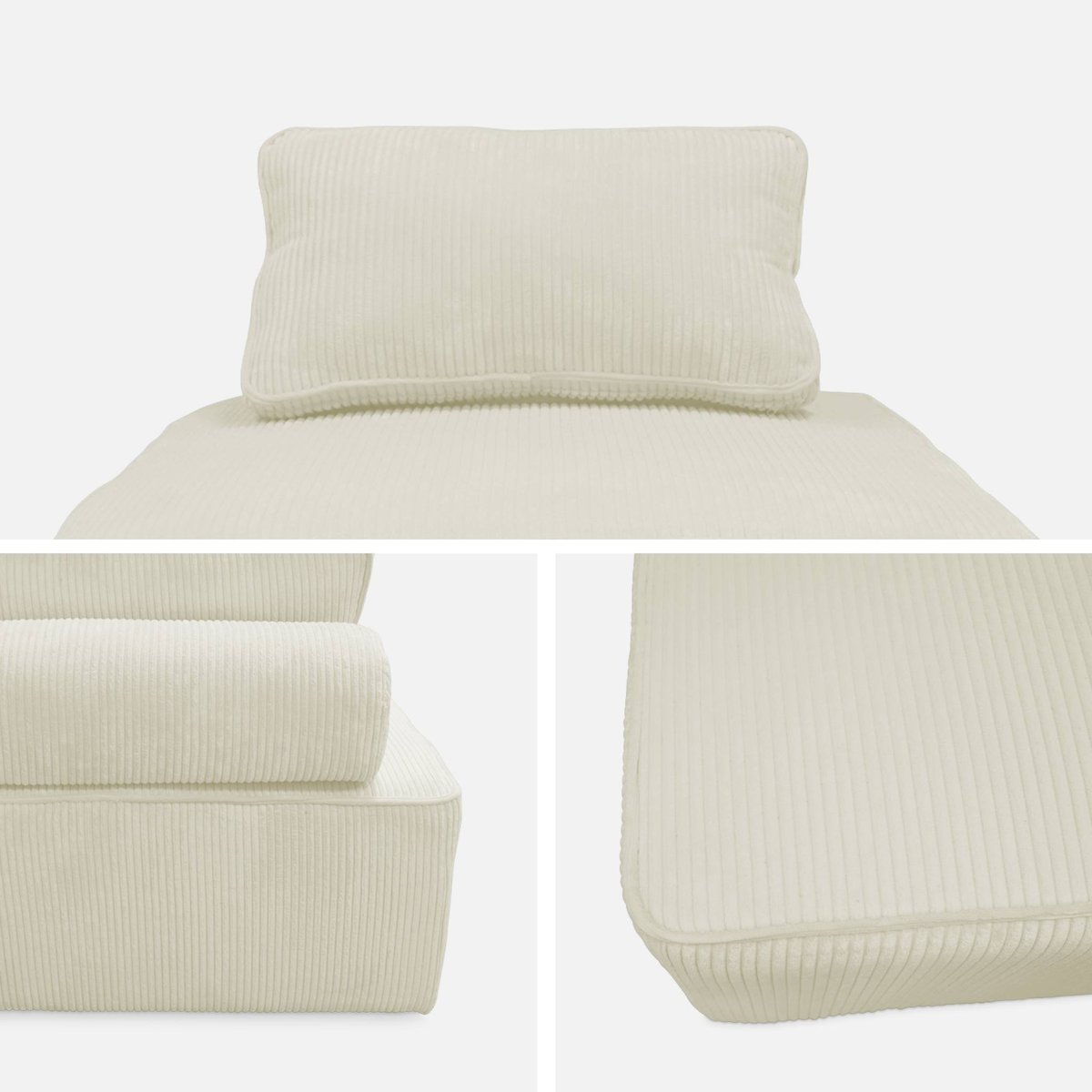 Chauffeuse pour canapé modulable velours côtelé (lot de 2) LAO gris clair, SWEEEK