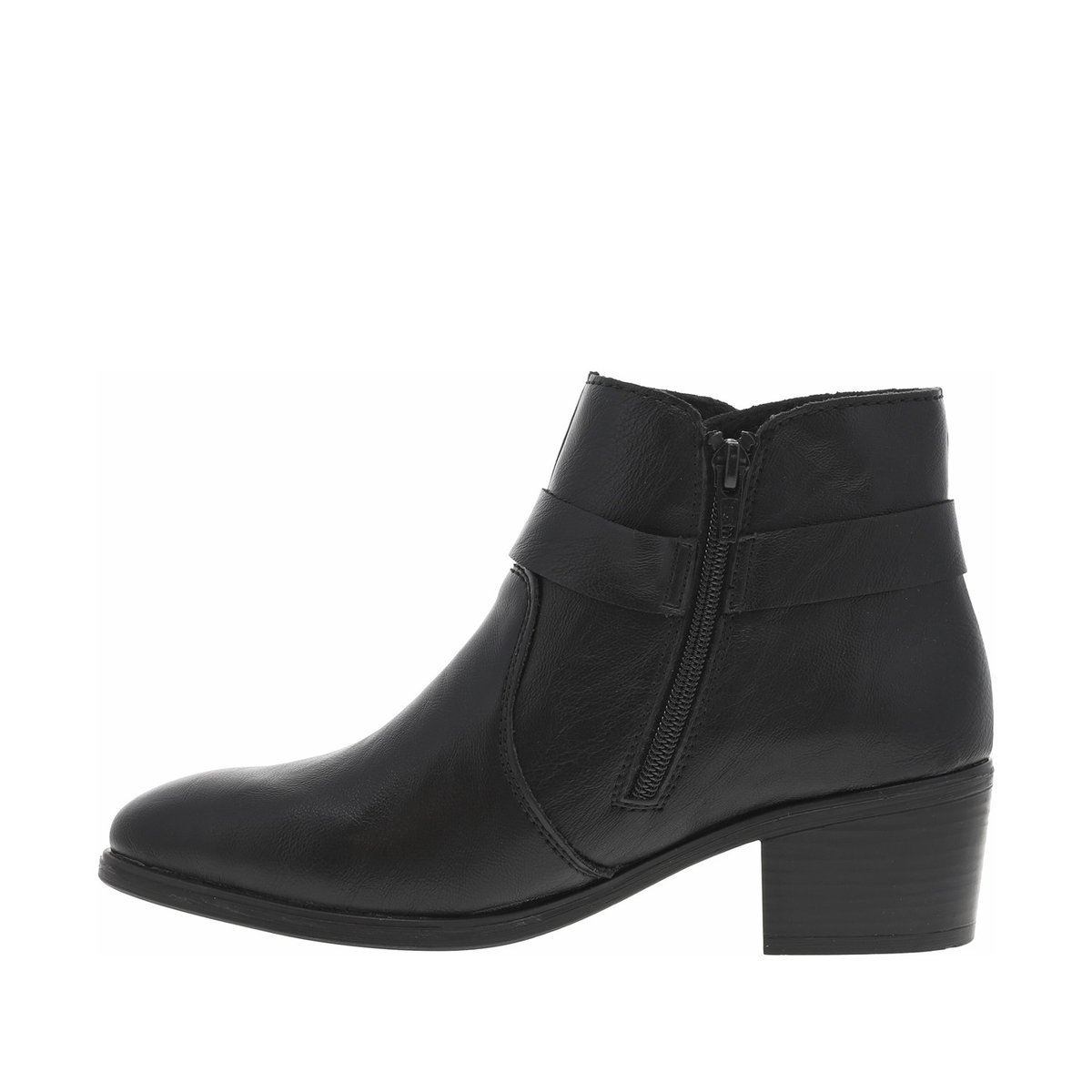 Boots noires à talon décroché moyen avec un zip côté interne noires, RIEKER
