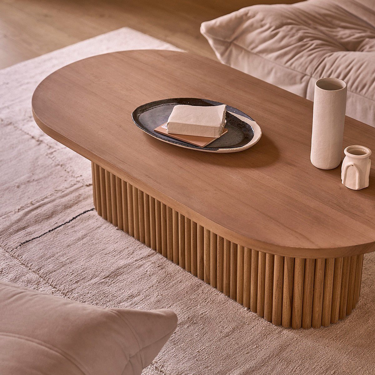 Table basse en teck massif 120 cm COLINE naturel, BERAH GETAH