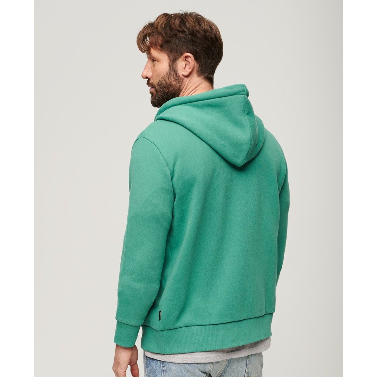 Sweat zippé à capuche avec logo vintage fluo vert galvanisé, SUPERDRY