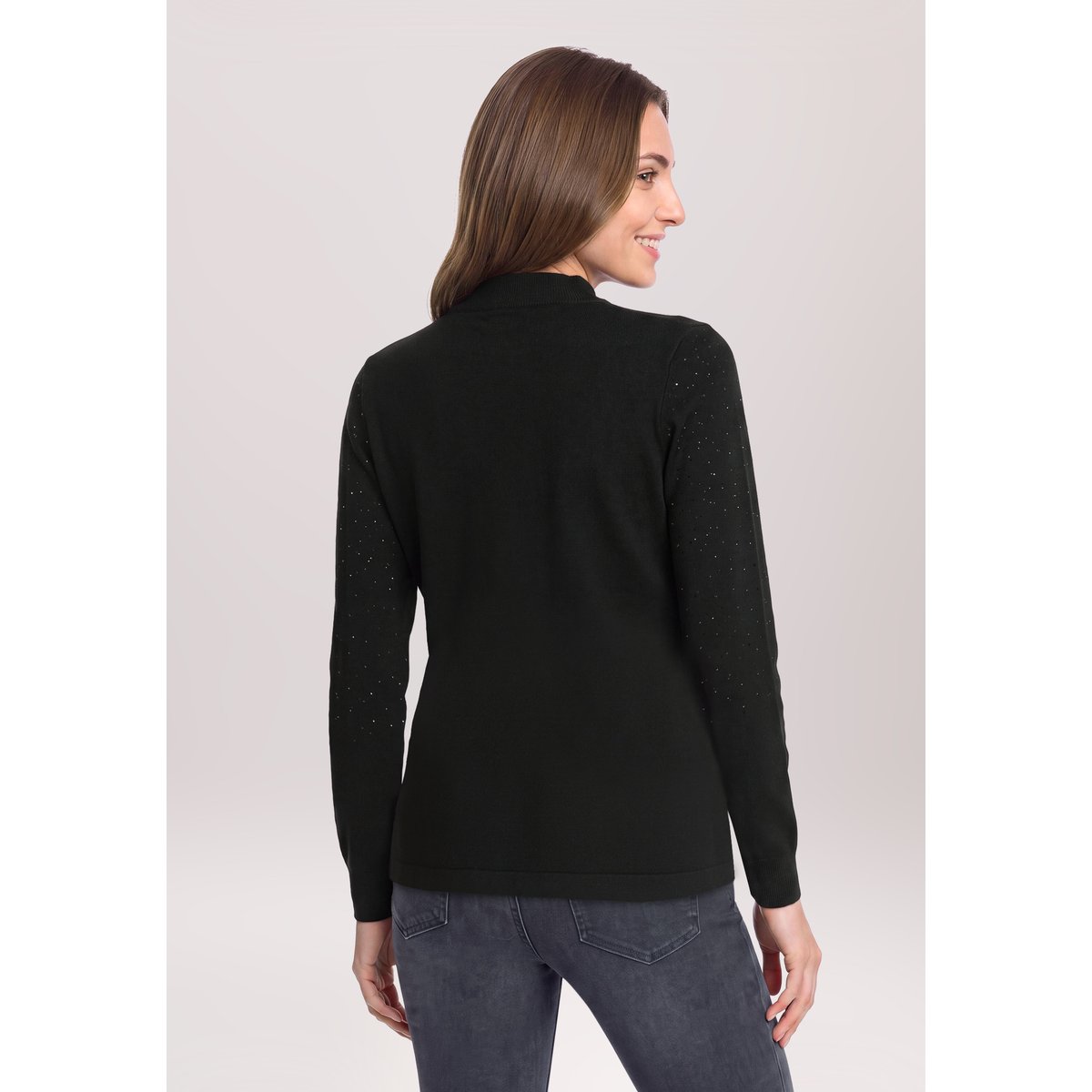 Pull-over en maille à col droit noir, BETTY BARCLAY