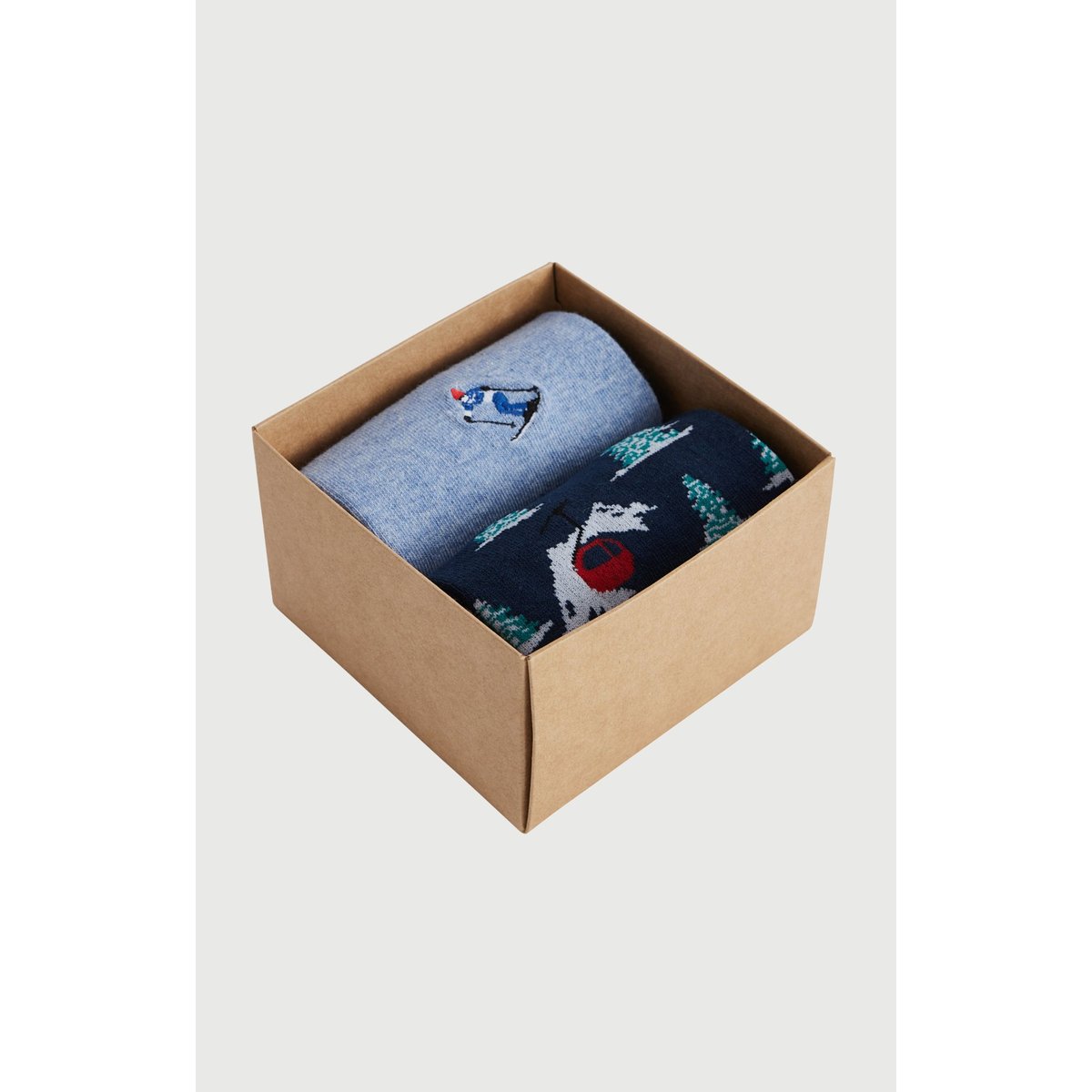 Pack 2 chaussettes en coton imprimé Noël en altitude marine, ARTHUR