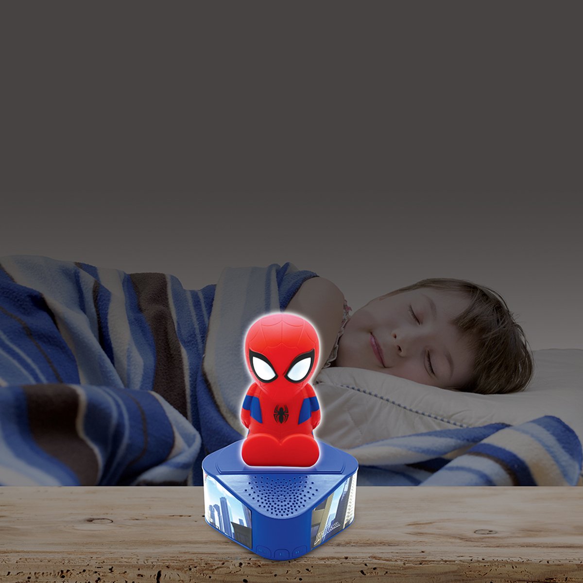 Enceinte Bluetooth avec figurine lumineuse de Spiderman bleu, LEXIBOOK