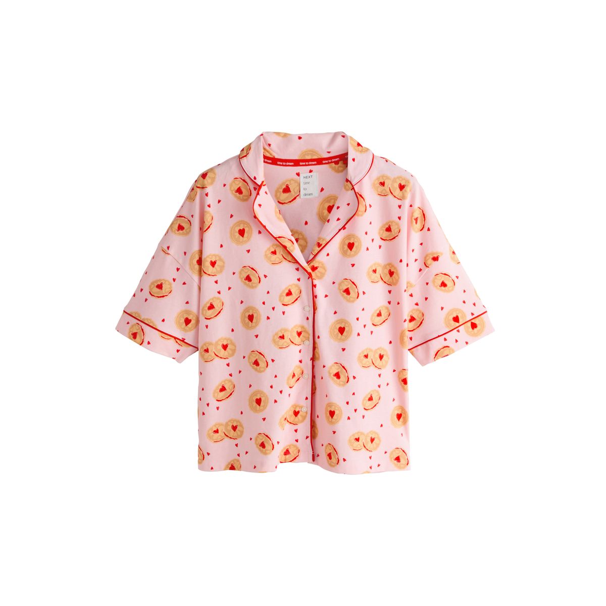 Ensemble pyjama short en jersey à boutons biscuit rose, NEXT