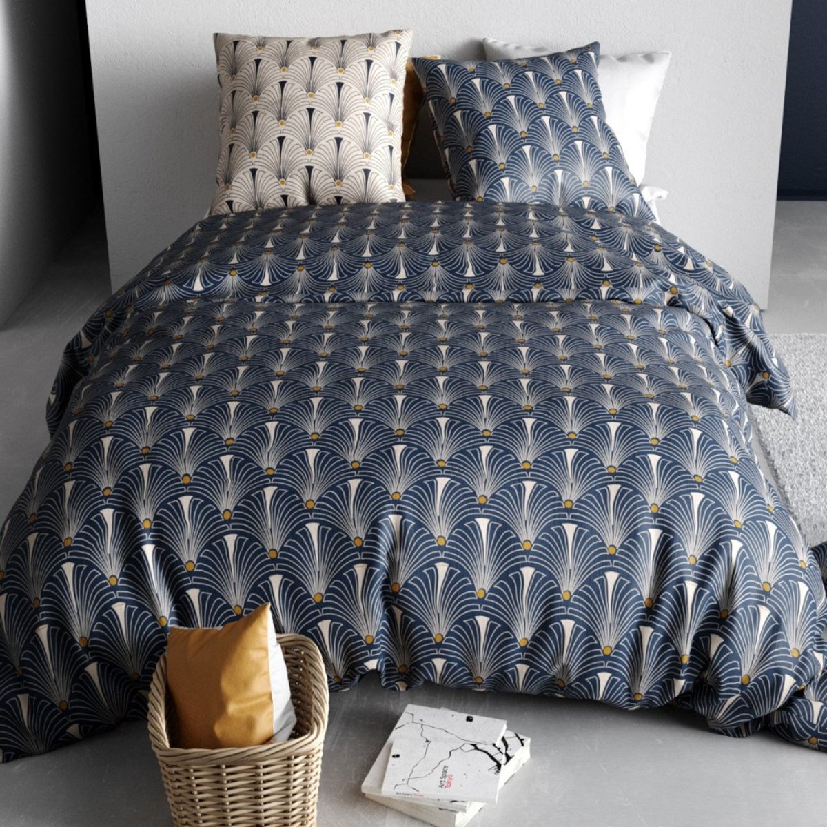 Housse de couette 240x220 PAON + 2 taies coton 57 fils gris, DECORATIE