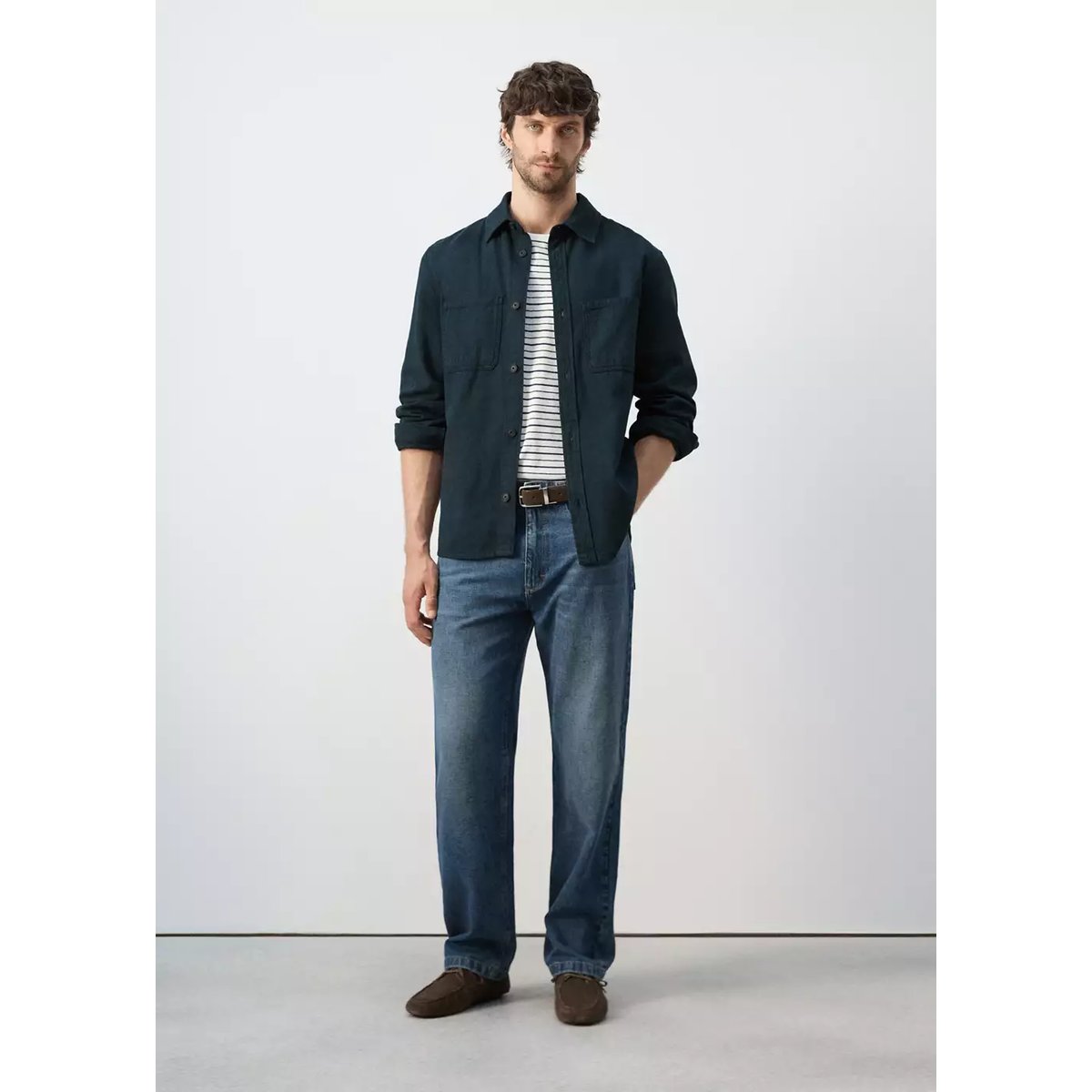 Surchemise 100 % coton poches bleu marine, MANGO MAN