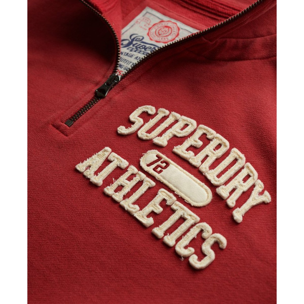 Sweat à col zippé Vintage Athletic rouge prep, SUPERDRY