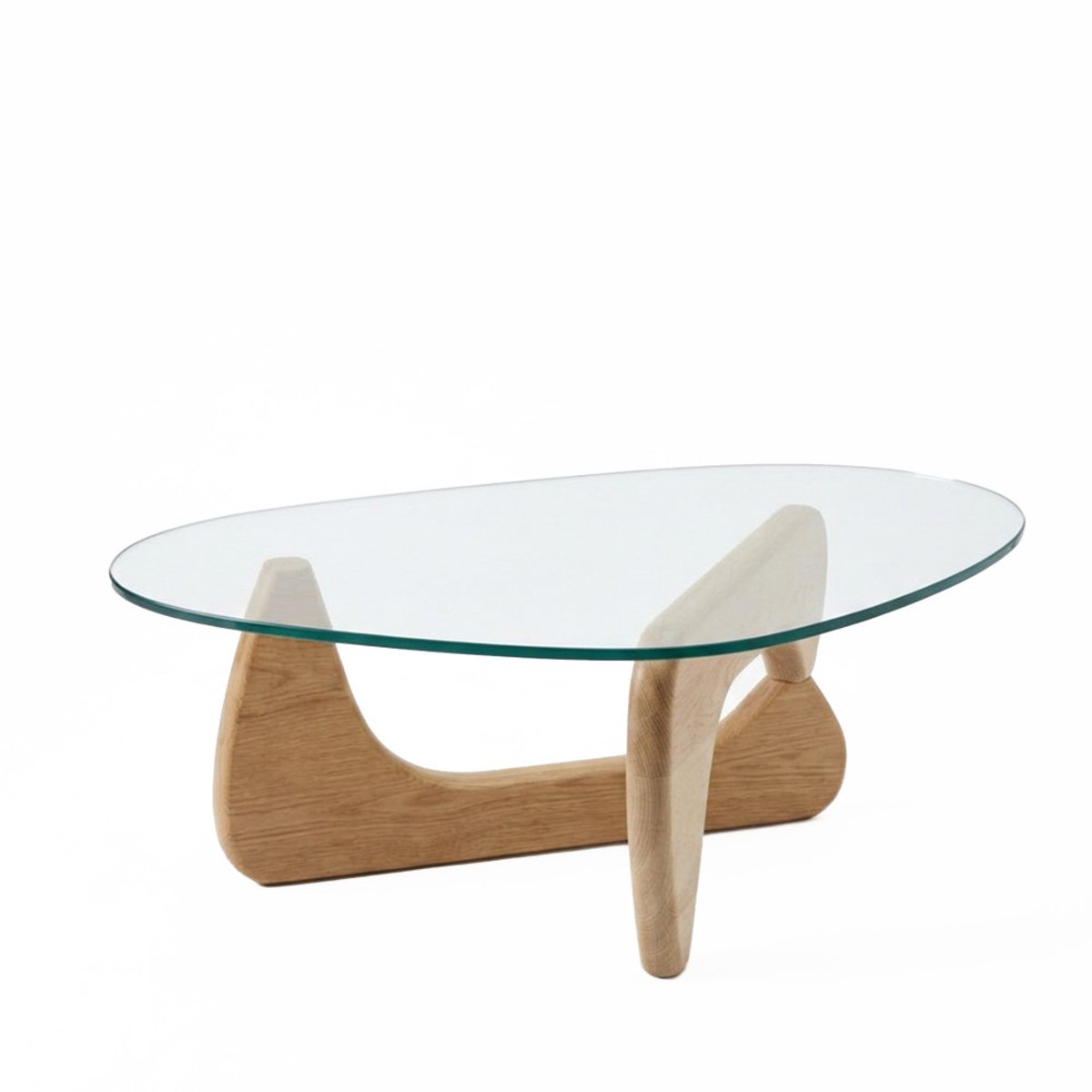Table basse ronde en verre trempé et bois- AUGUST bois clair, DRAWER