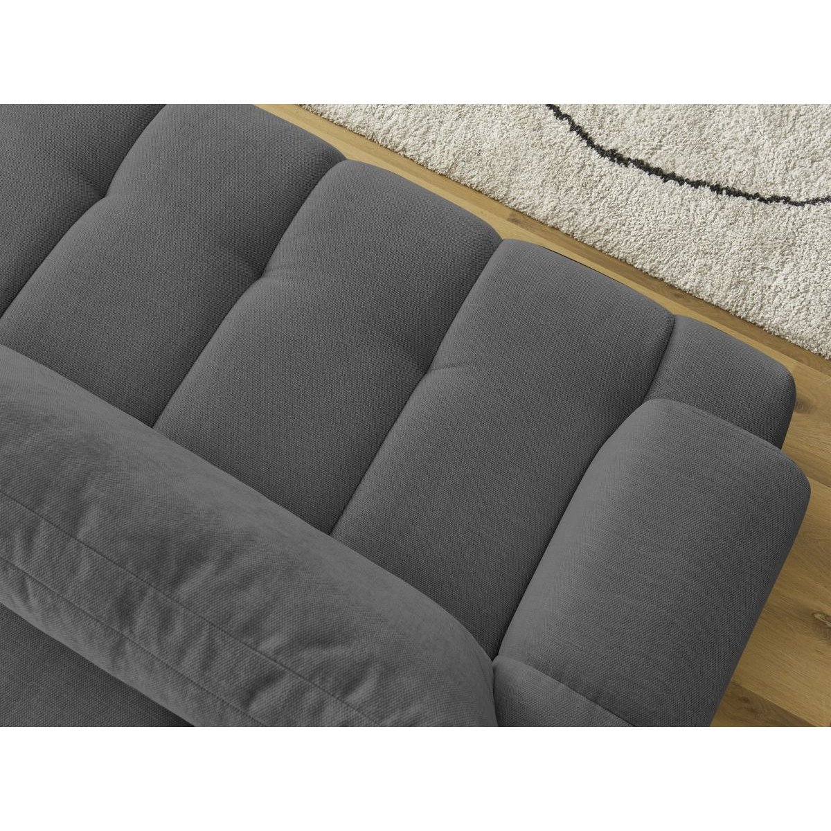 Canapé droit convertible 3 places en tissu lisse, FUJI gris foncé, BOBOCHIC