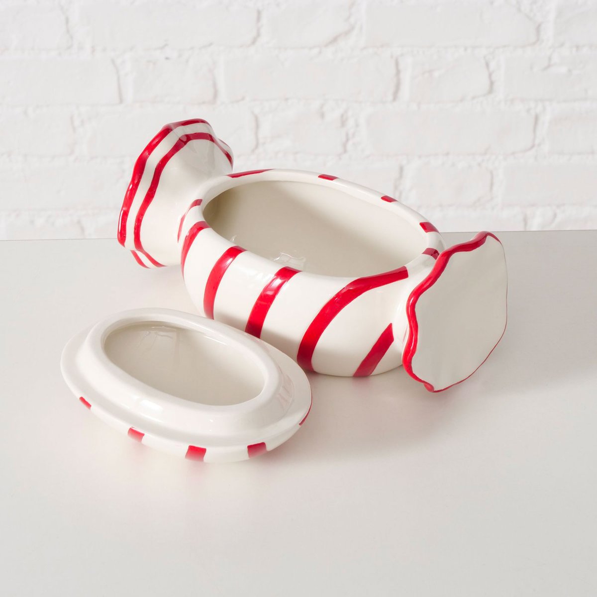 Boîte à bonbons en céramique rouge et blanche 20.5x11.5x10.5cm rouge, WADIGA