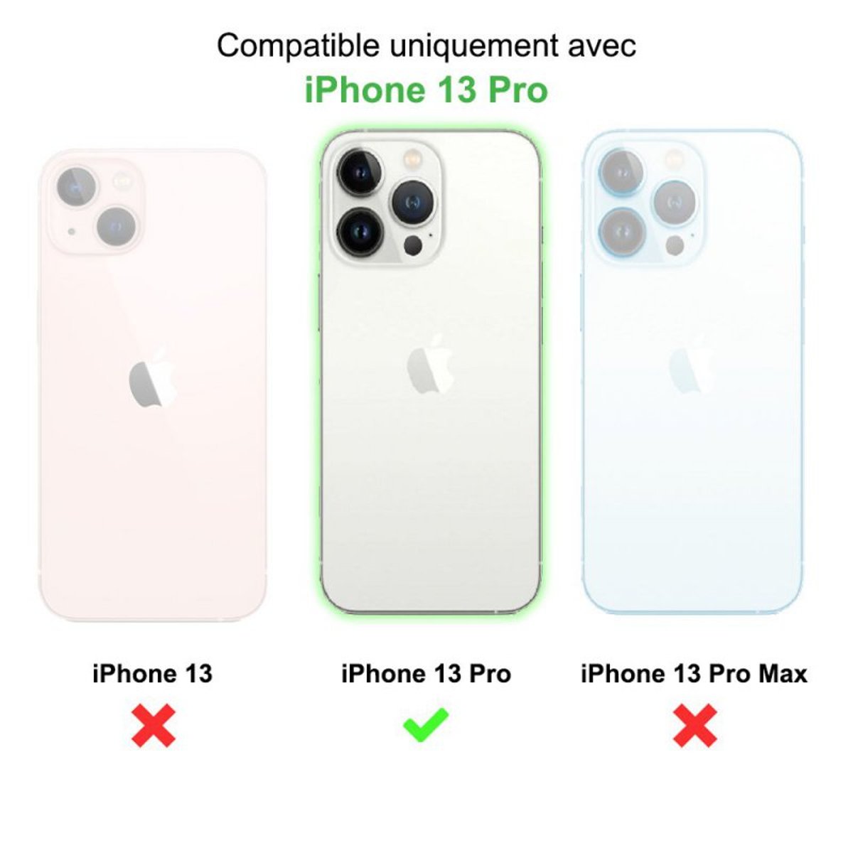 Coque iPhone 13 Pro antichoc + 2 vitres bleu, EVETANE