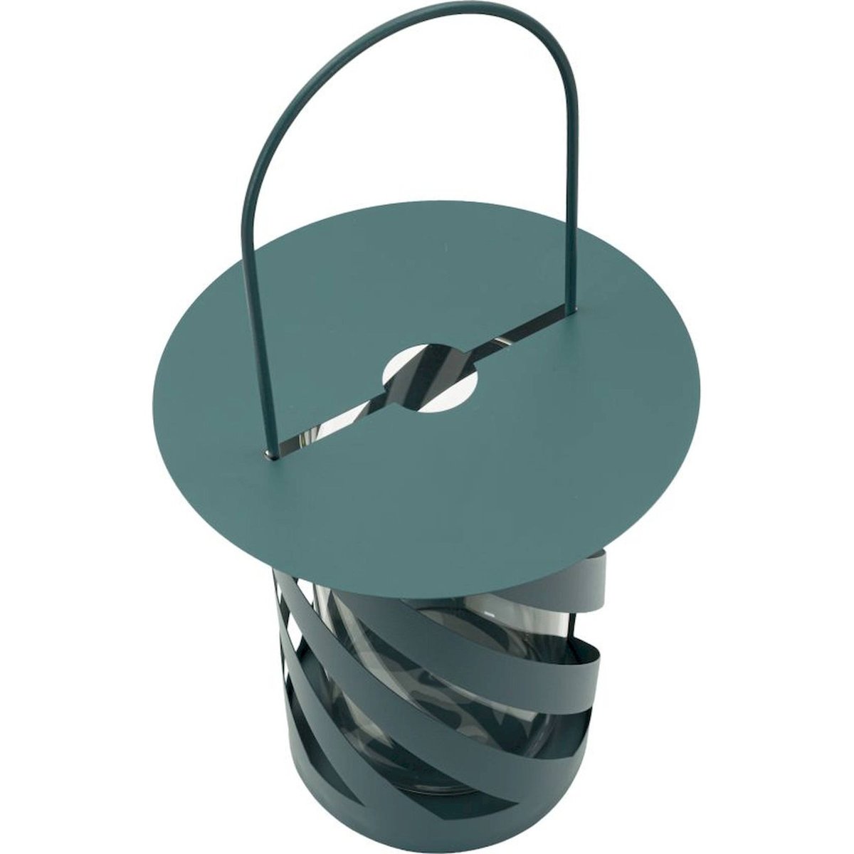 Lanterne en métal et verre motif torsadé bleu pétrole, RECOLLECTION