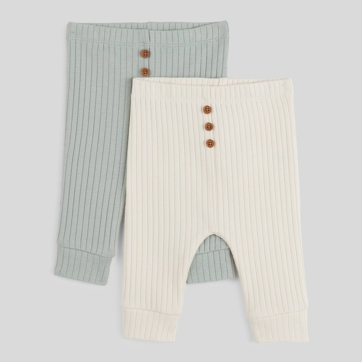 Lot de 2 legging unis en coton BIO naturel, BOUT'CHOU