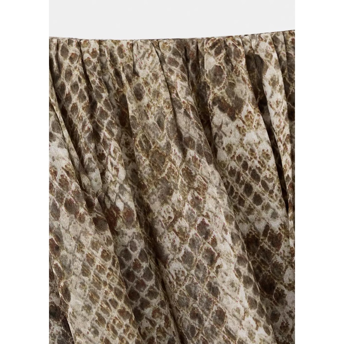 Jupe midi en imprimé animal kaki, MANGO