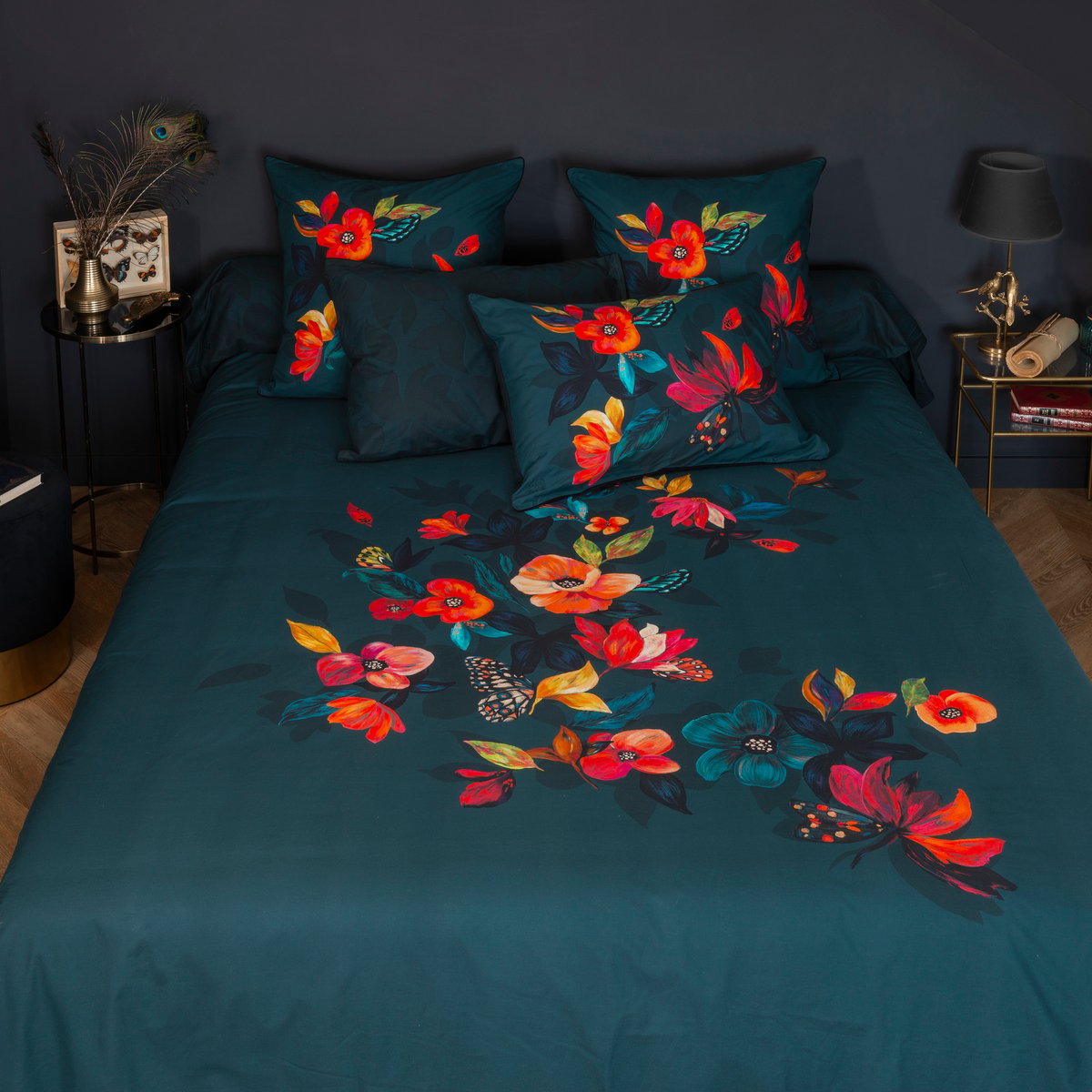 Housse de couette coton ECLATS imprimé, CARRE BLANC