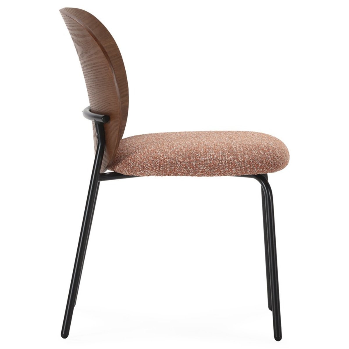 Chaise en frêne massif et tissu noyer, noir et brique, RECOLLECTION