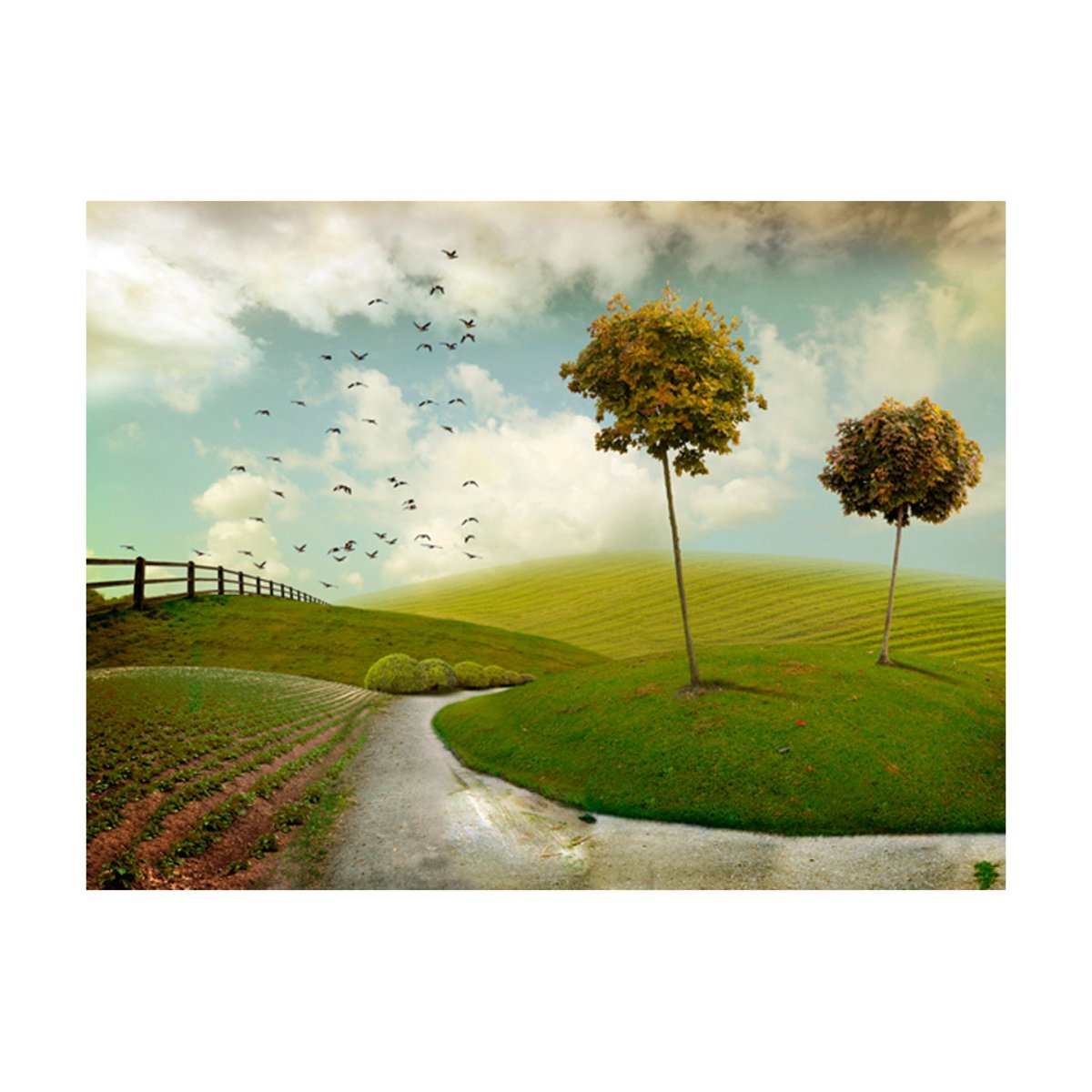 Papier peint intissé panoramique Paysage automne - paysage gris / argent, EDEN