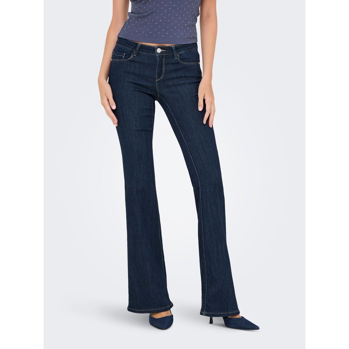Jean Flared dark blue denim, ONLY