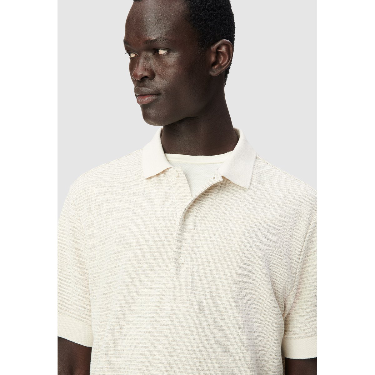 Polo manches courtes fines rayures naturel, IKKS
