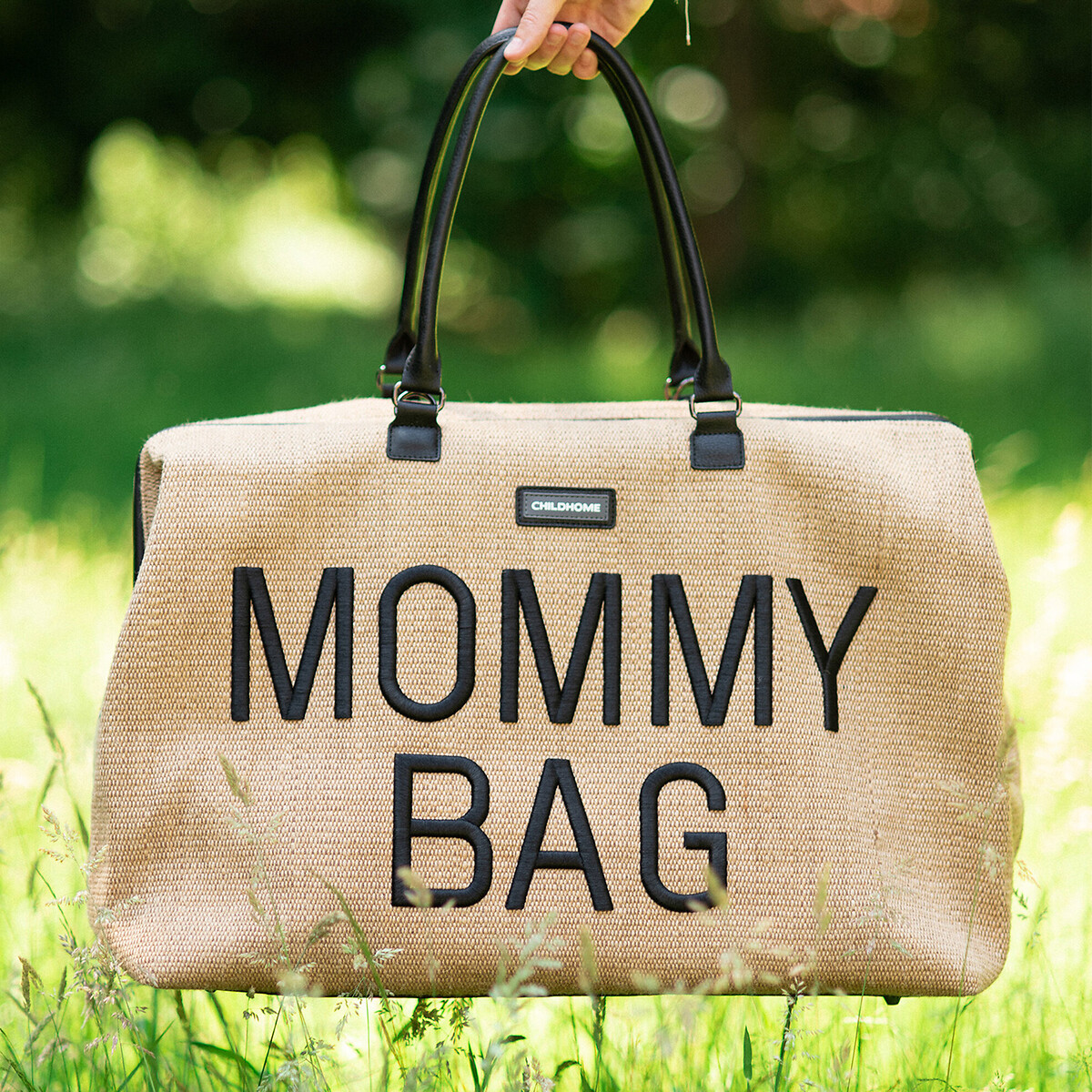 Luiertas mommy bag, raffia beige , CHILDHOME