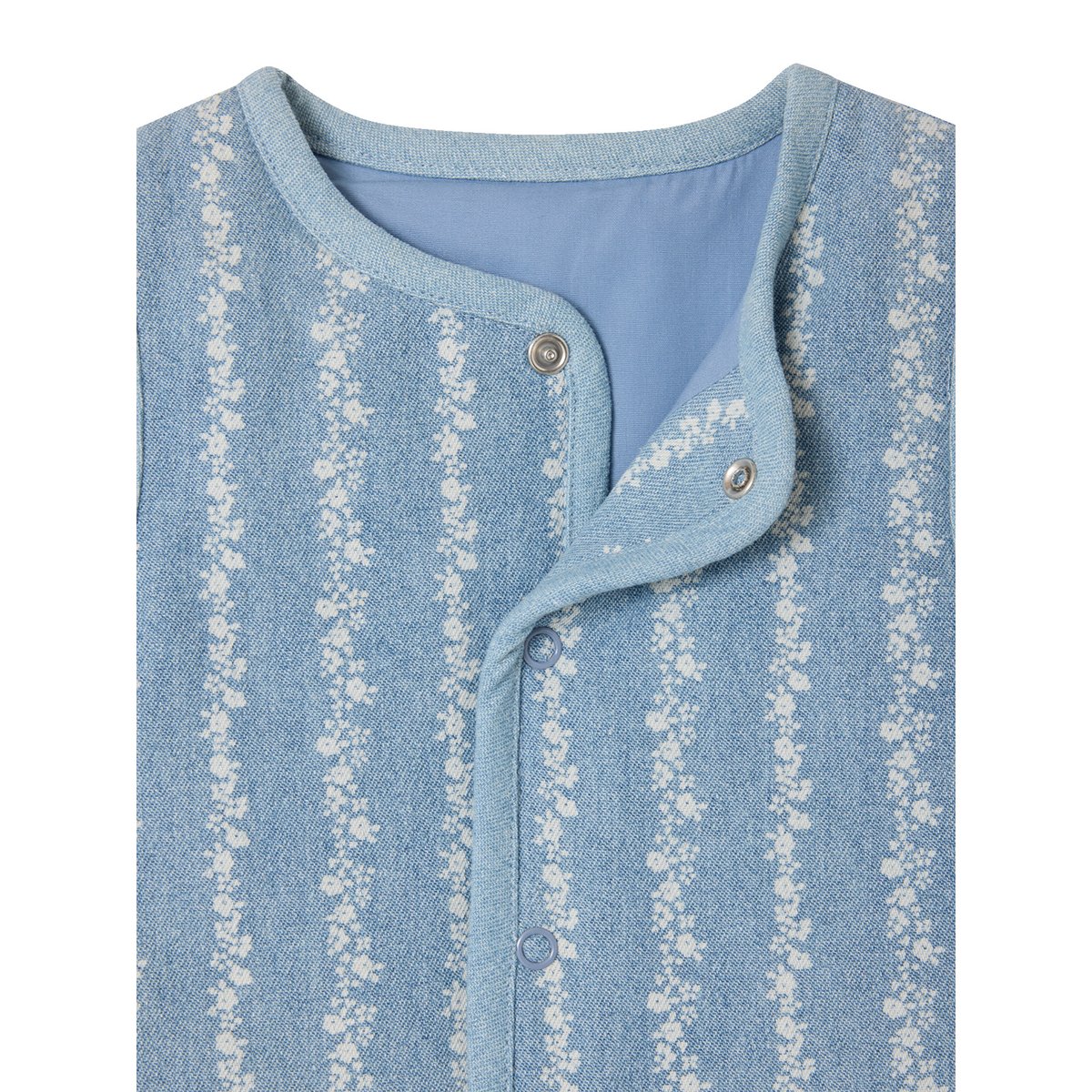 Gilet bébé sans manche denim fleurs stone, VERTBAUDET