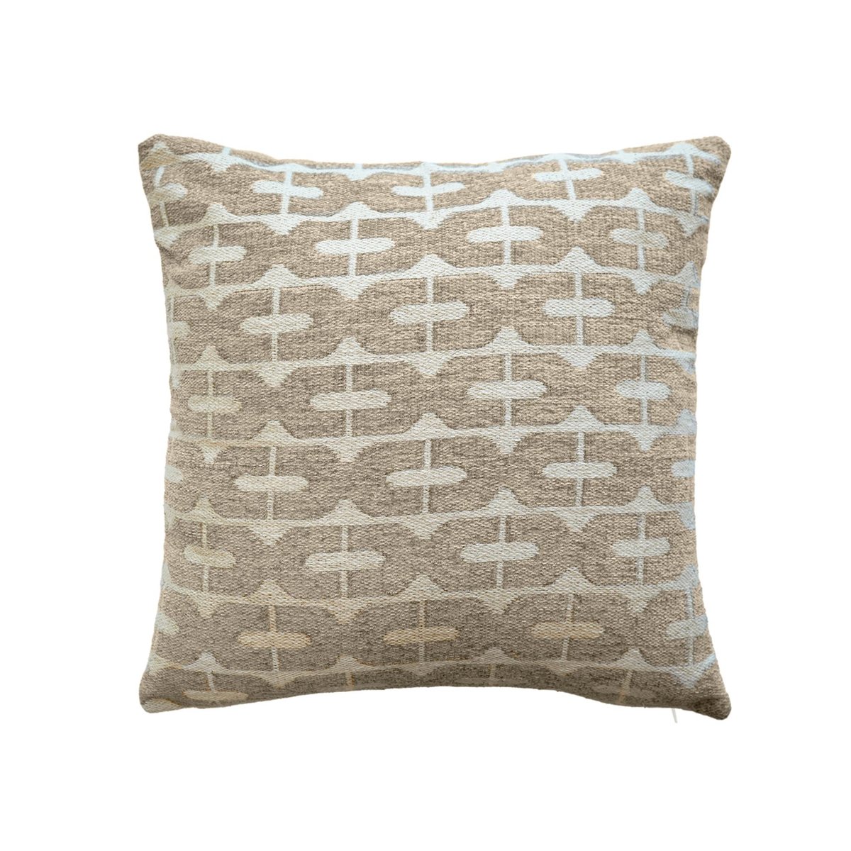 Coussin décoratif déhoussable en jacquard à motif géométrique naturel, DOUCEUR D'INTÉRIEUR