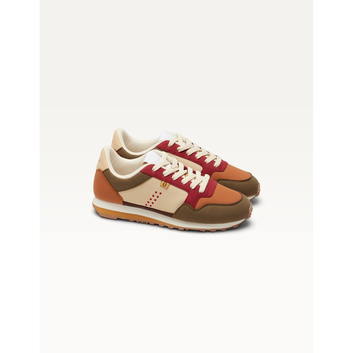 Baskets basses GABRIELLE kaki cognac bordeaux, ODAJE