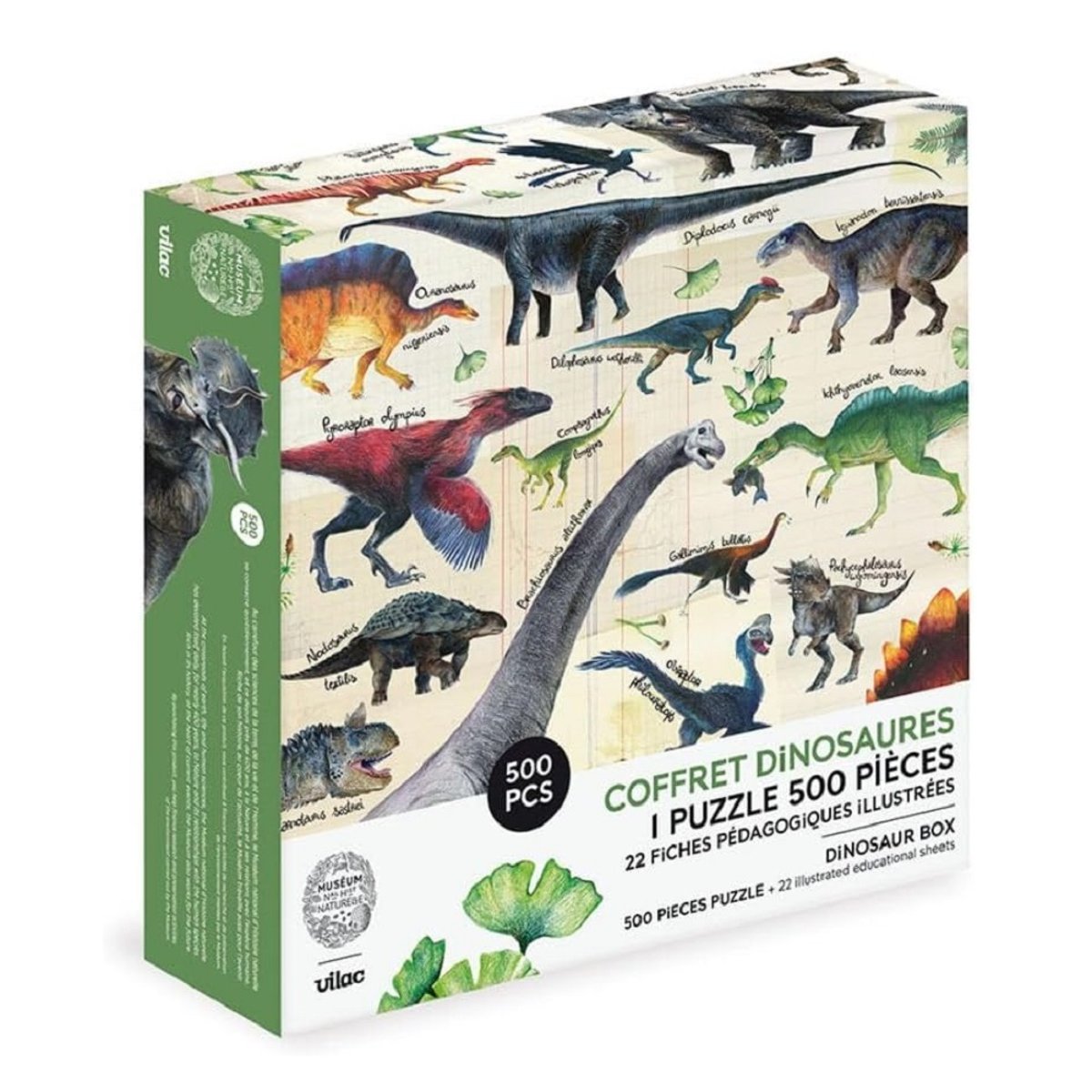 Puzzle dinosaures 500 pièces beige, VILAC