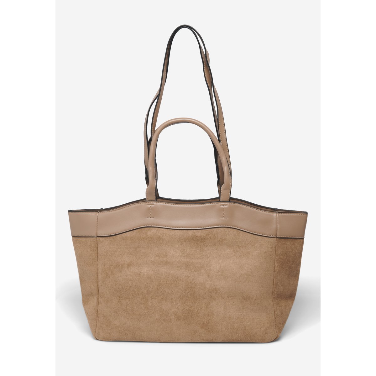Sac shopper bi-matière taupe, LOLALIZA