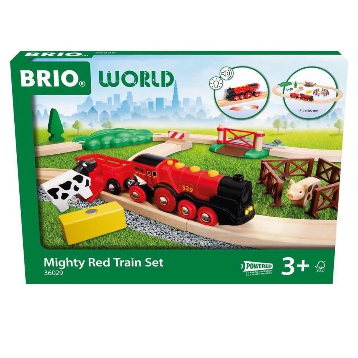 Circuit campagne avec locomotive à piles vert, BRIO