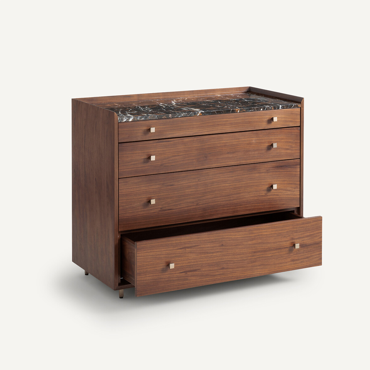 Commode 4 tiroirs plaqué noyer marbre ambré, Noham marbre ambré, AM.PM