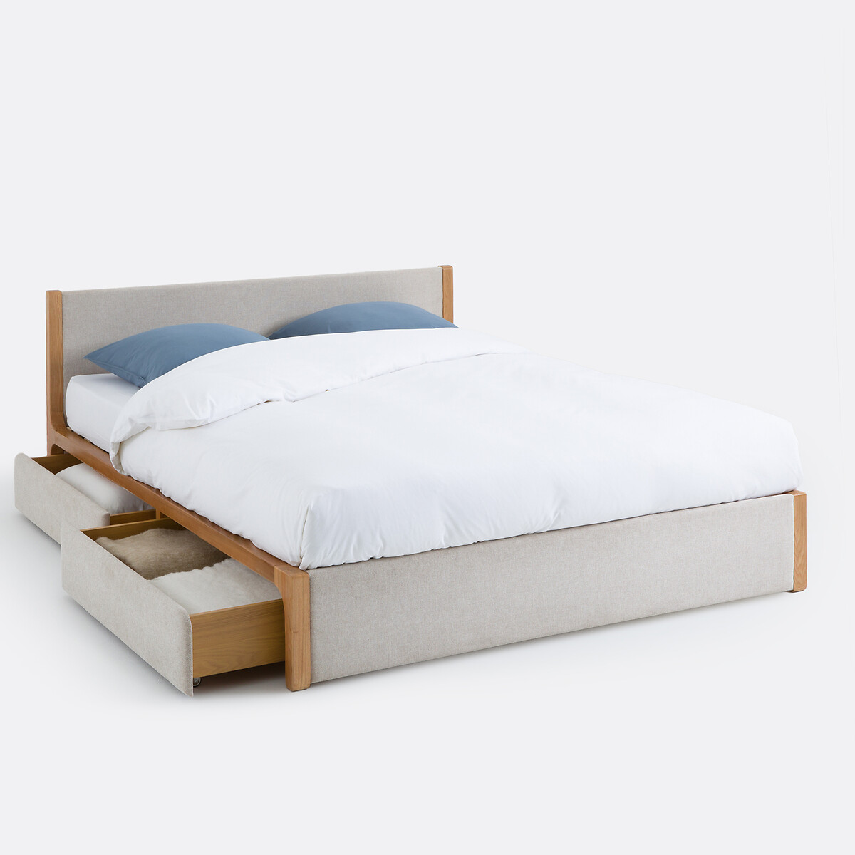 Lit avec sommier Elori beige/bois, LA REDOUTE INTERIEURS