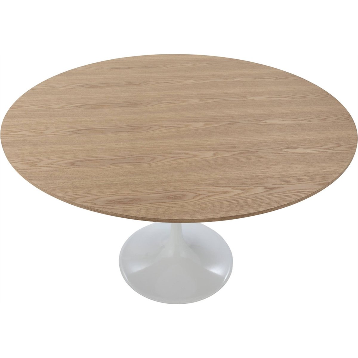 Table à manger ronde en frêne et aluminium blanc et naturel, RECOLLECTION