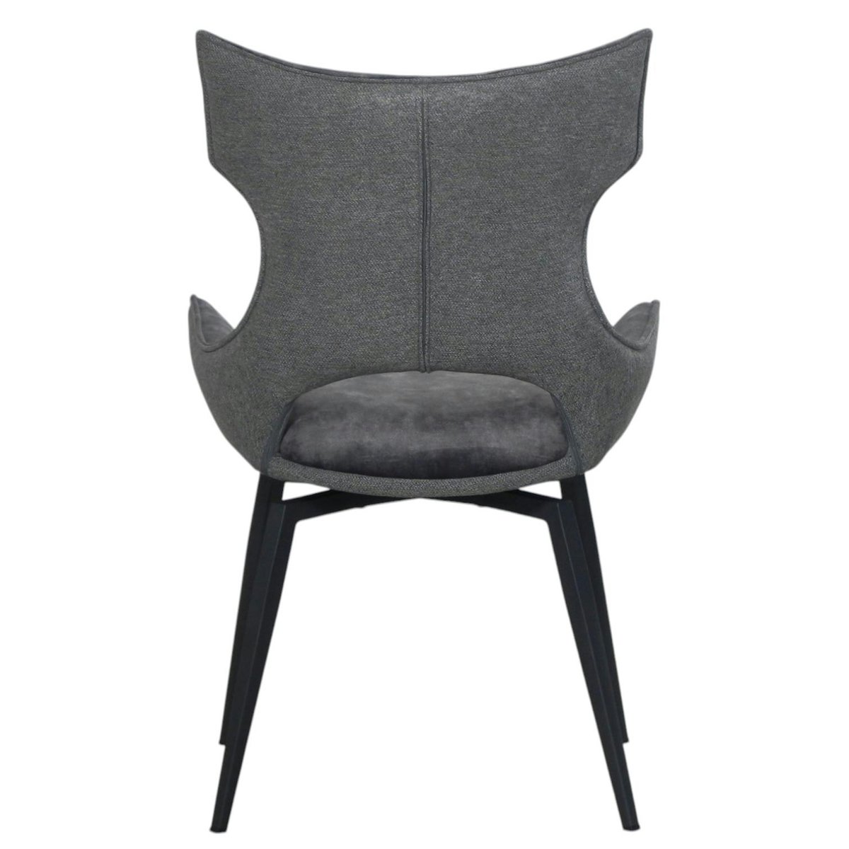Chaise pivotante gris anthracite bi-matière, dossier en T (lot de 2) LOMBARDIE anthracite, PIER IMPORT