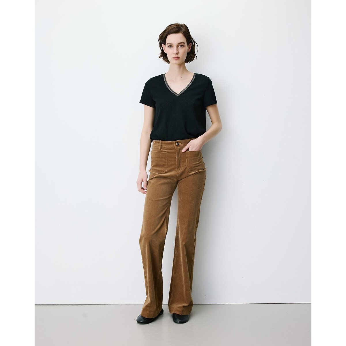 Pantalon flare en velours, ALBAN marron, GRACE & MILA