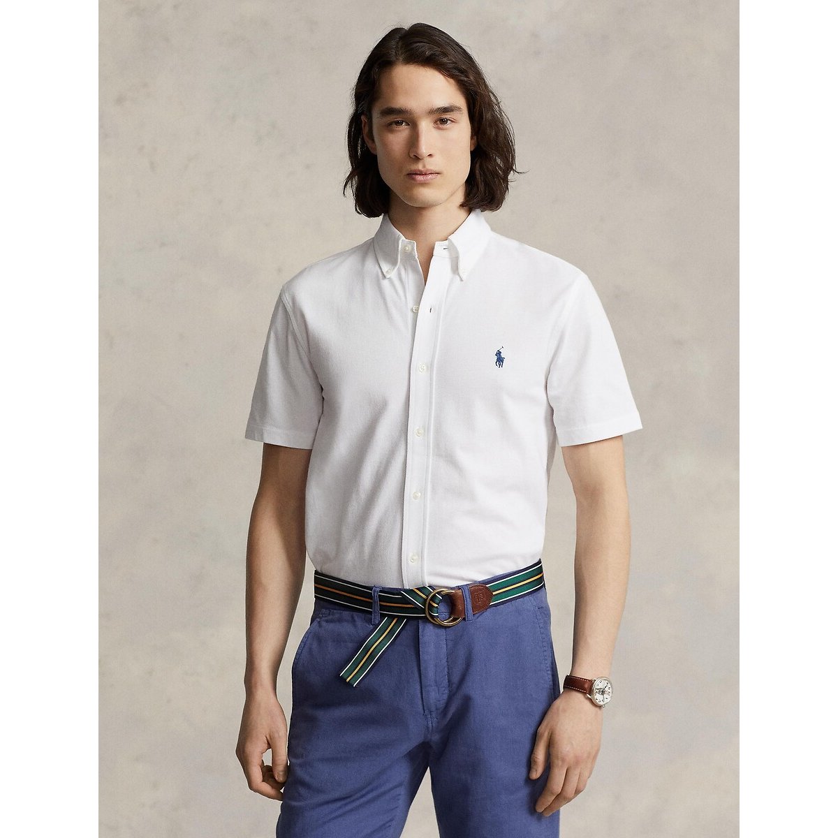 Cotton Piqué Shirt with Short Sleeves in Regular Fit white, POLO RALPH LAUREN