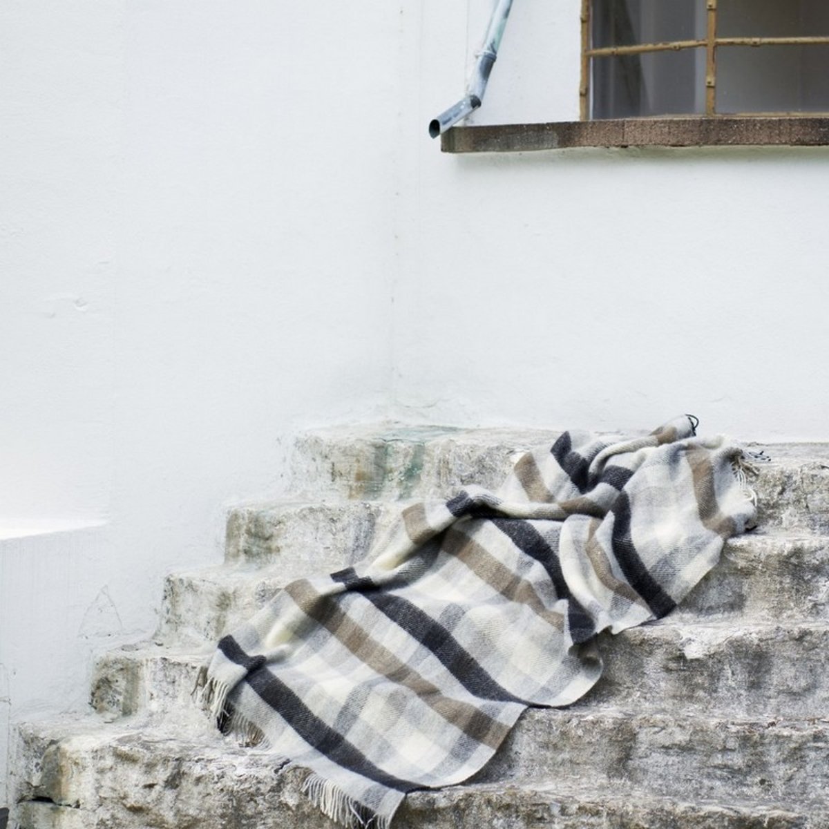 Plaid à carreaux laine agneau  GOTLAND MULTI gris, KLIPPAN