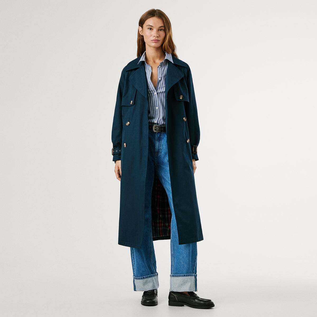 Trench-Coat Long Imperméable bleu dulwich, PEPE JEANS