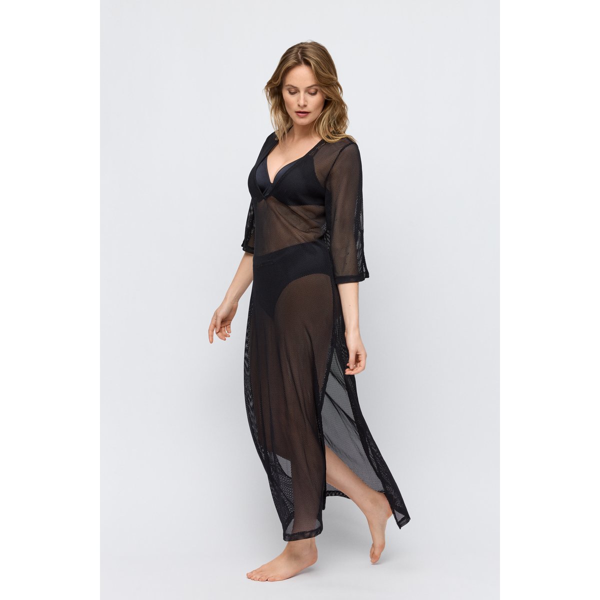 swimwear caftan HELLO SUNSET noir, MARIE JO