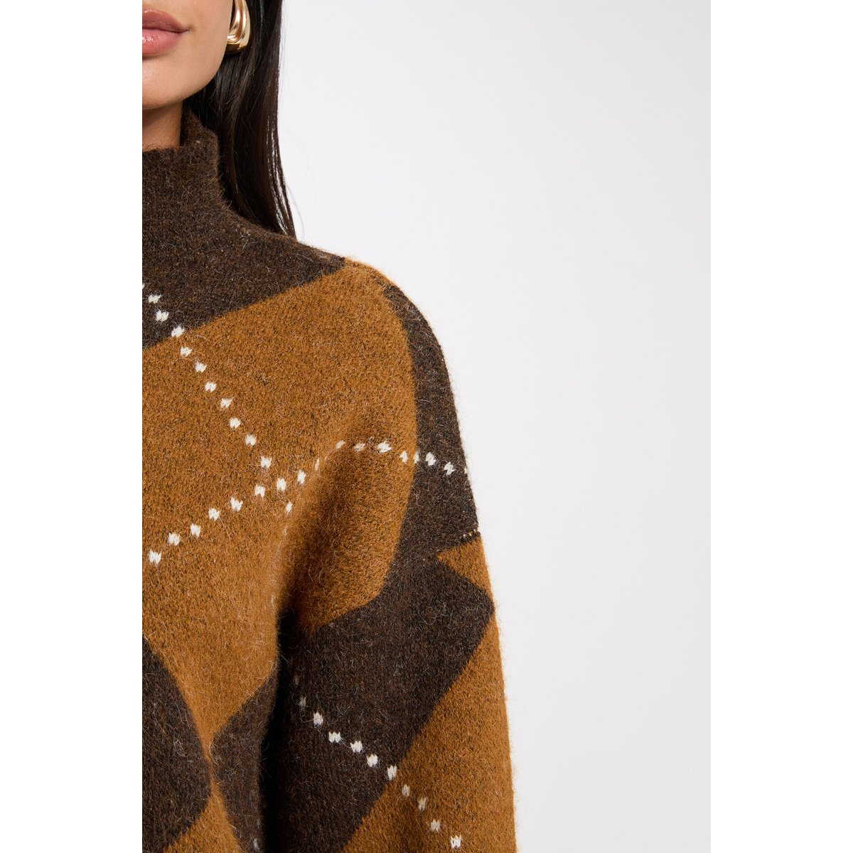 Pull col montant marron, MORGAN