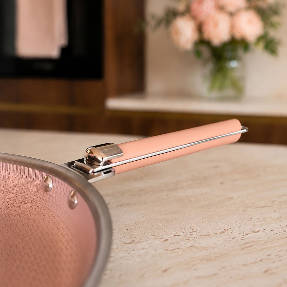 Batterie de cuisine 5 pièces en acier inoxydable avec 1 poignée, AGLAE inox-rose, MENASTYL