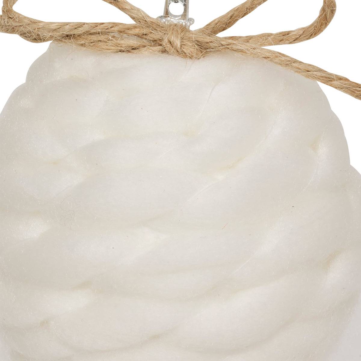 Boule de Noël en laine tricotée blanche D. 80 mm blanc, FEERIC LIGHTS & CHRISTMAS