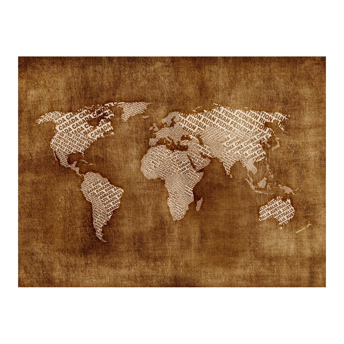 Papier peint intissé panoramique Carte du monde Geographical discoveries blanc, EDEN